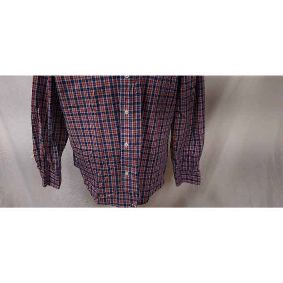 Chaps Easy Care EST 1978 Mens XXL Red Blue Plaid Long Sleeve Button Up Shirt - Picture 5 of 12